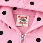 Polka Dot Zip Hoodie Pink (2)