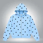 Polka Dot Zip Hoodie Sky Blue (3)