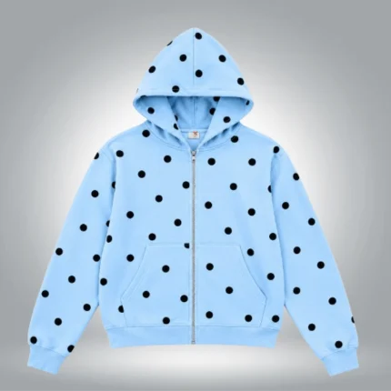 Polka Dot Zip Hoodie Sky Blue (3)